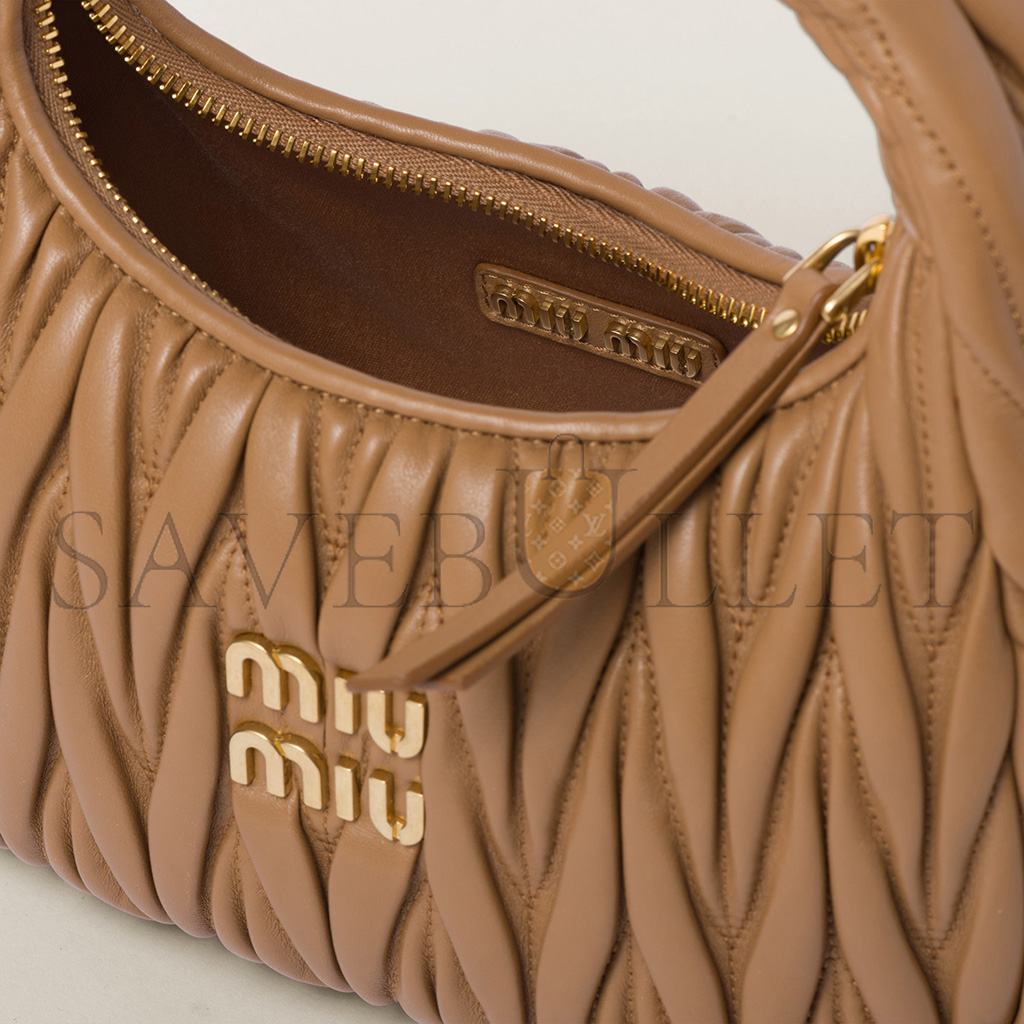 MIU MIU WANDER MATELASSÉ NAPPA LEATHER HOBO BAG 5BC125 (20*17*6cm) MIU MIU WANDER MATELASSÉ NAPPA LEATHER HOBO BAG 5BC125 (20*17*6cm)